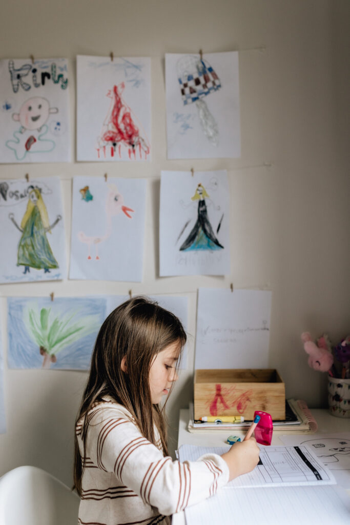 Girl working at desk