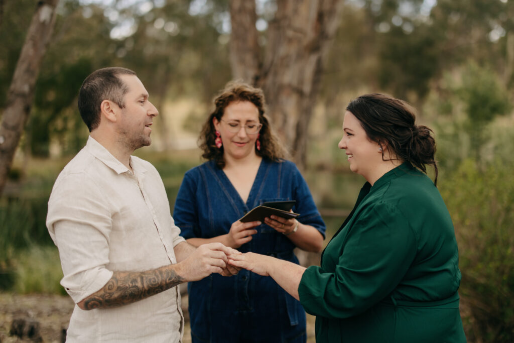 Exchange of rings at microwedding in Melbourne